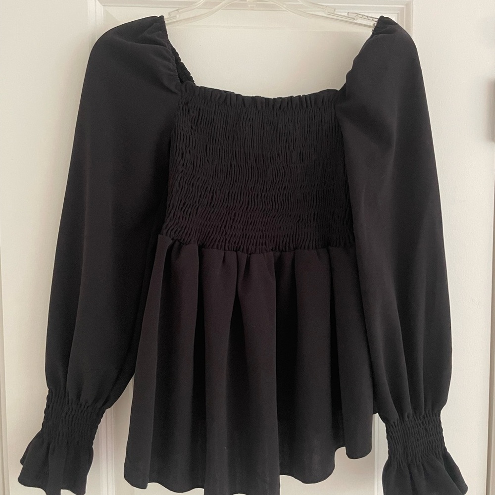 Elegant Black Smocked Women's Maternity Top NWT